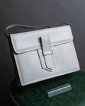 "YVES SAINT LAURENT" Large tab detail white leather shoulder bag