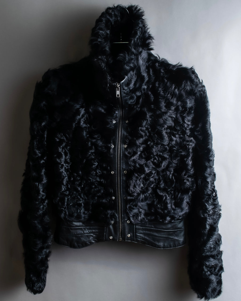 "HERMITAGE" Box silhouette double zipper fur blouson