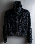 "HERMITAGE" Box silhouette double zipper fur blouson