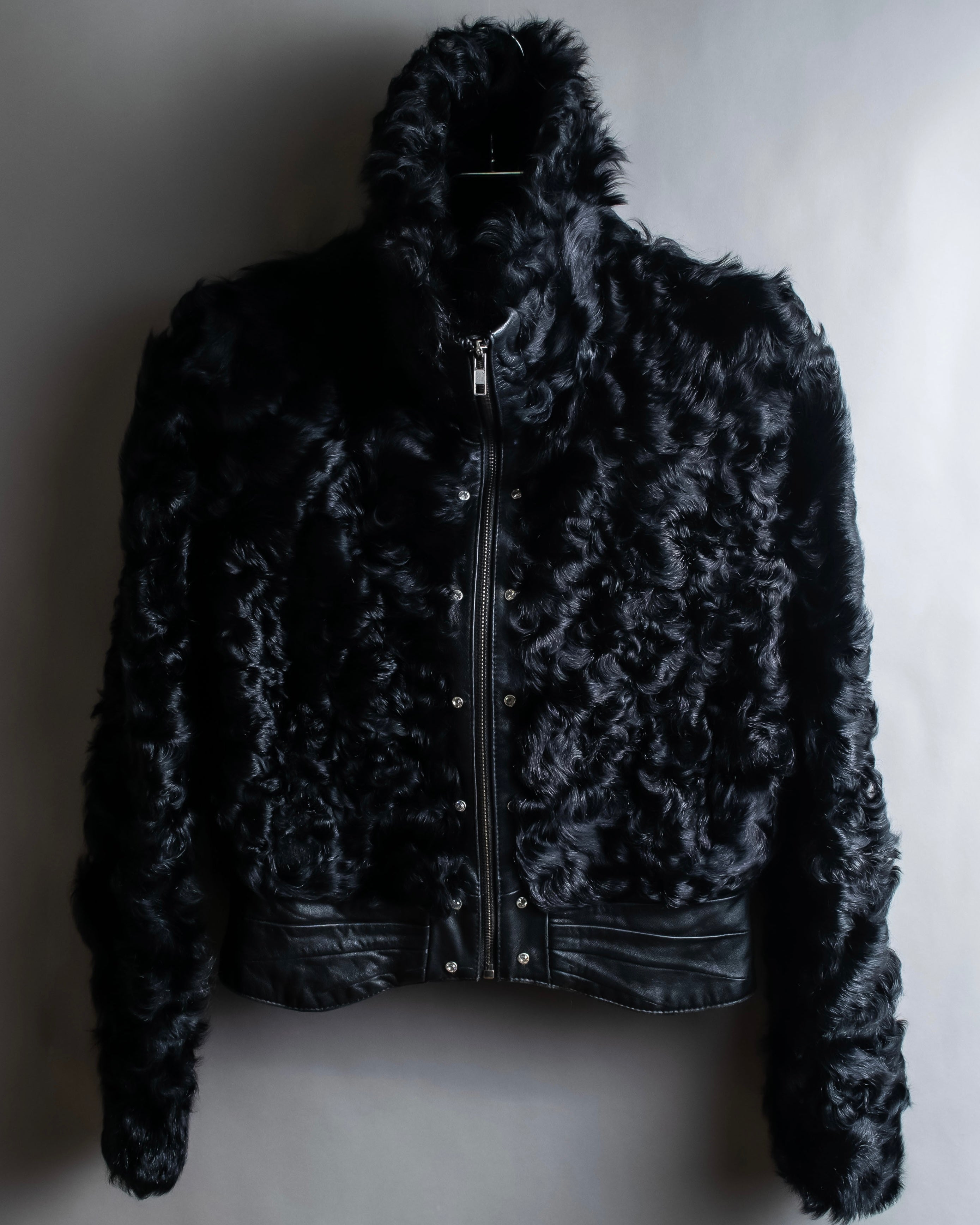 "HERMITAGE" Box silhouette double zipper fur blouson