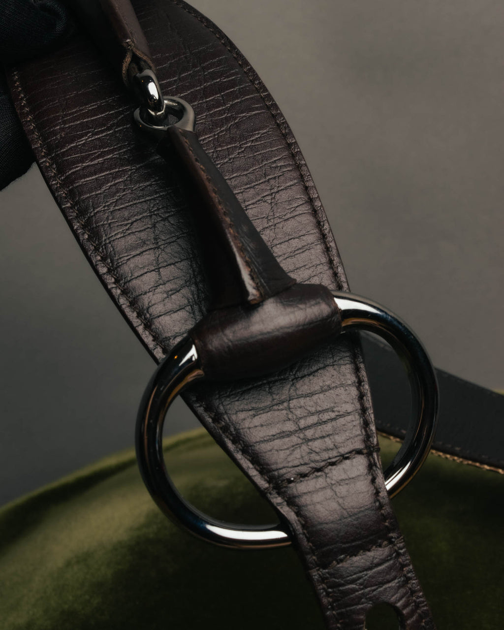"GUCCI" 00's Large horsebit GG canvas wide waist belt