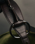 "GUCCI" 00's Large horsebit GG canvas wide waist belt