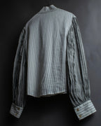 "LOEWE" Balloon sleeve striped high neck shirt