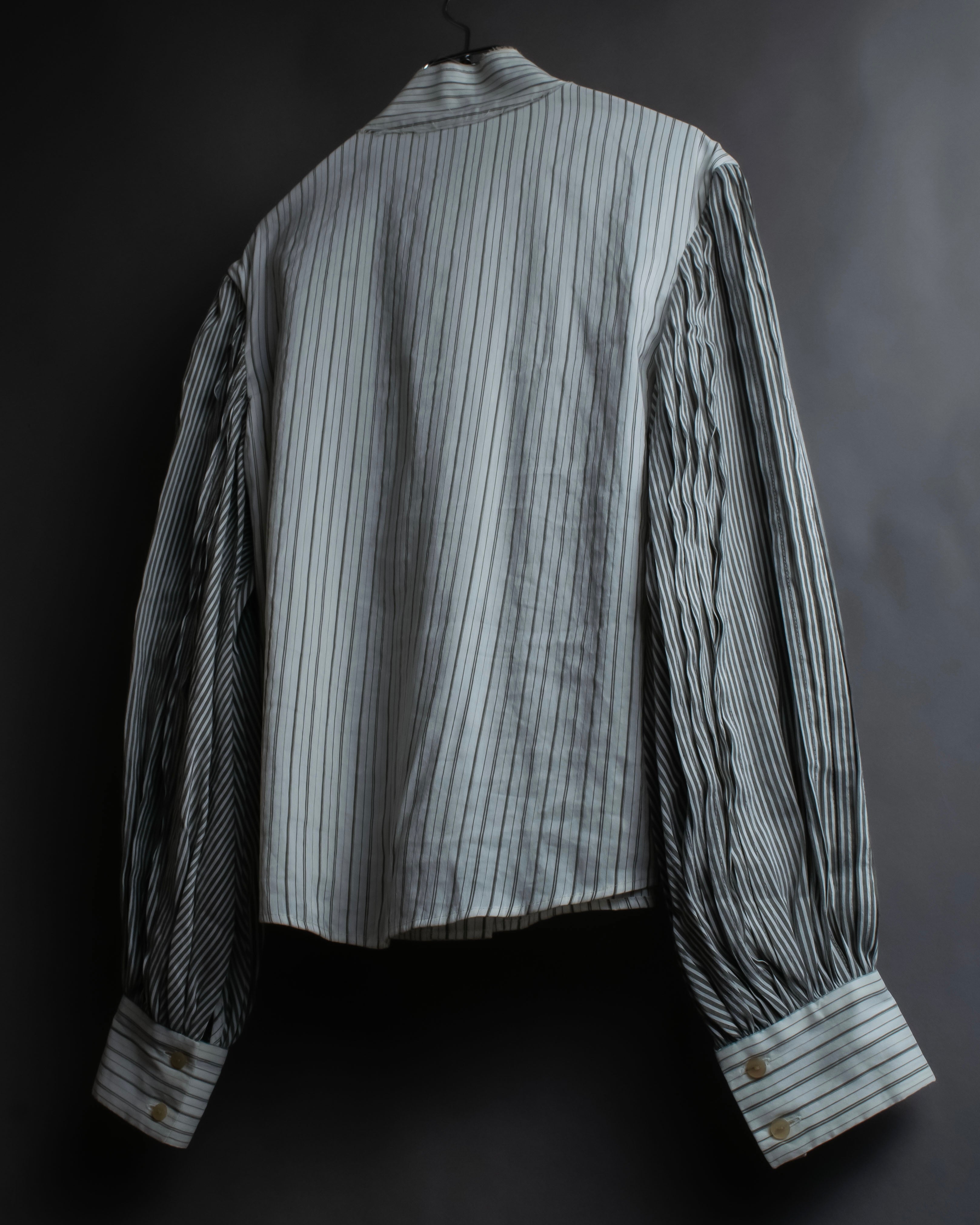 "LOEWE" Balloon sleeve striped high neck shirt
