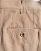 VINTAGE/ Silk & Linen Blended 2 Tuck Shorts Right Brown