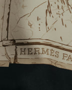 "Hermès" 90's-00's Architectural printed silk scarf