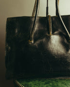 "Miu Miu" 90's-00's Cracked leather tote handbag