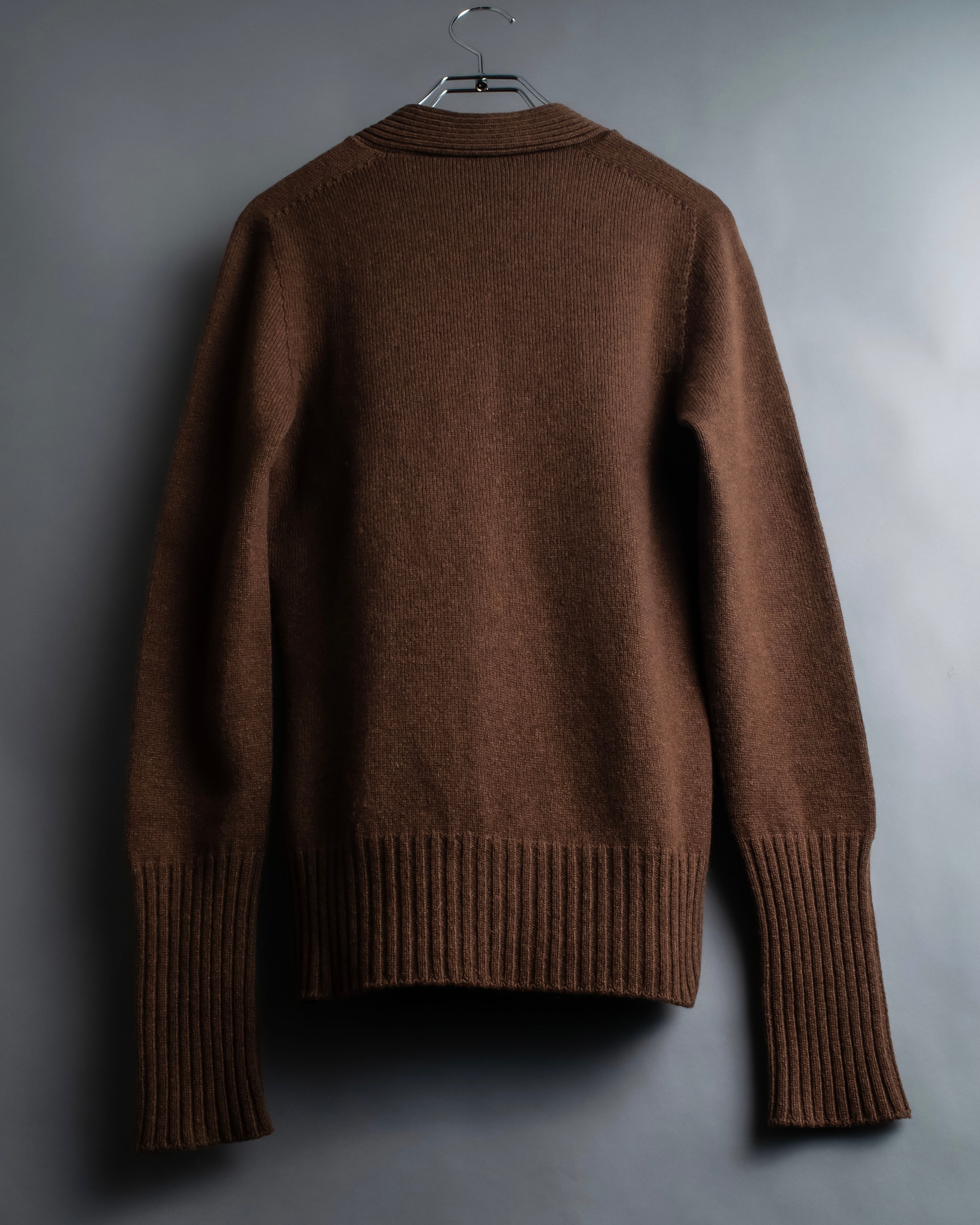 "HERMES" 100% cashmere V neck design knit