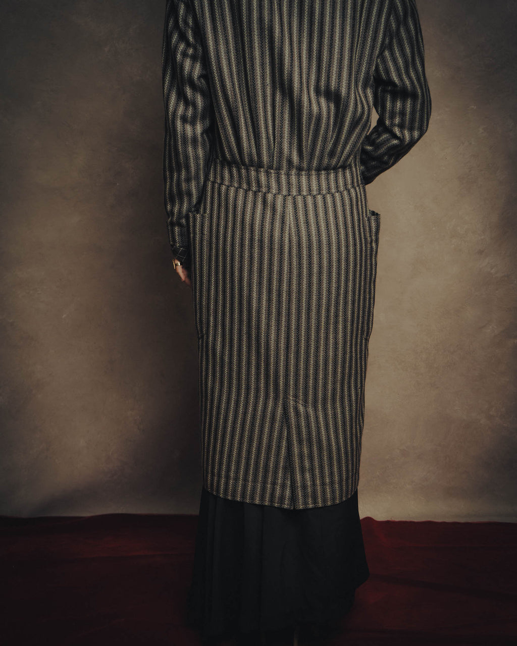-SPECIAL- “GUCCI” 80’s-90’s Textured striped shawl collar long coat