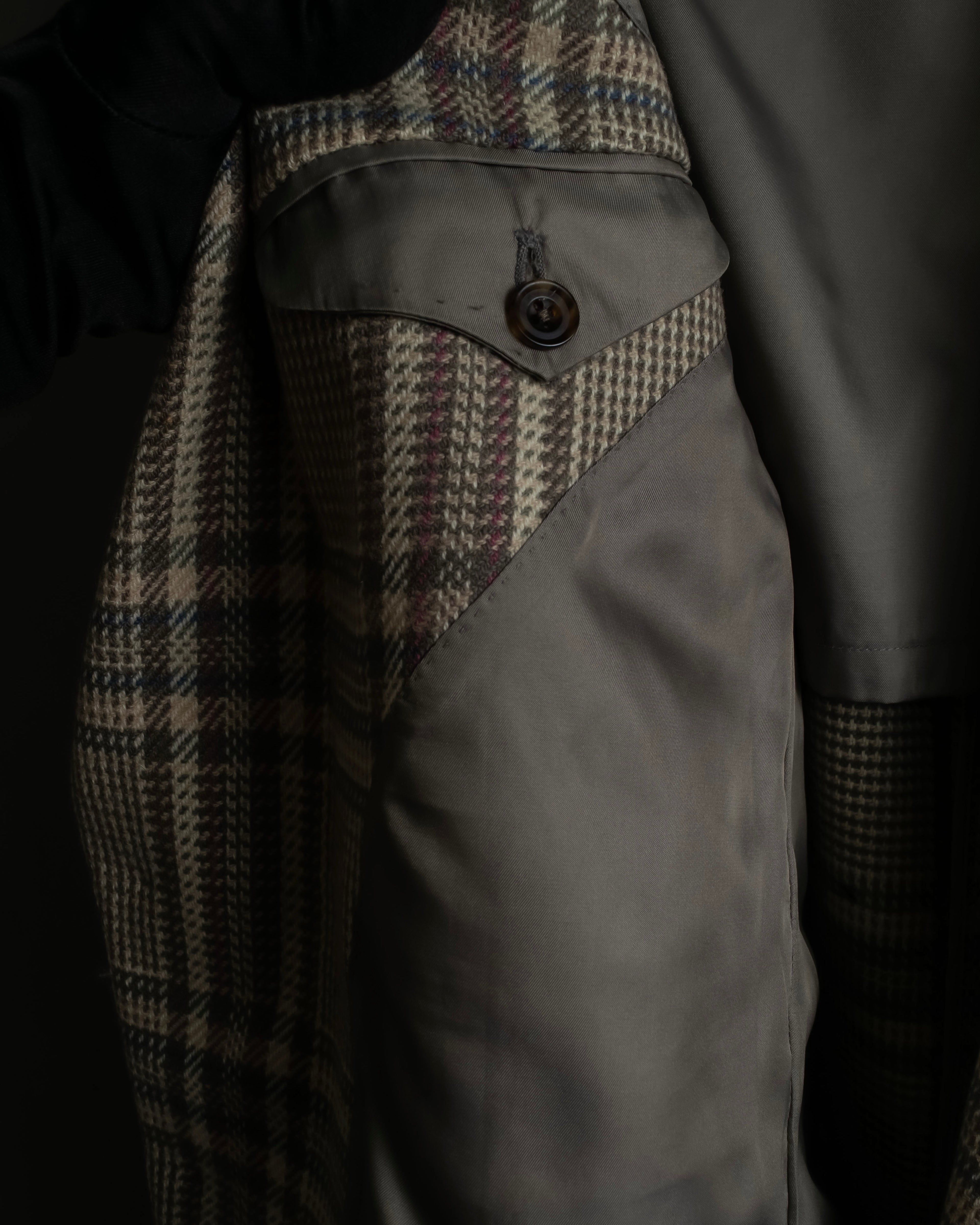 "BURBERRYS" Windowpane pattern tweed tailored jacket