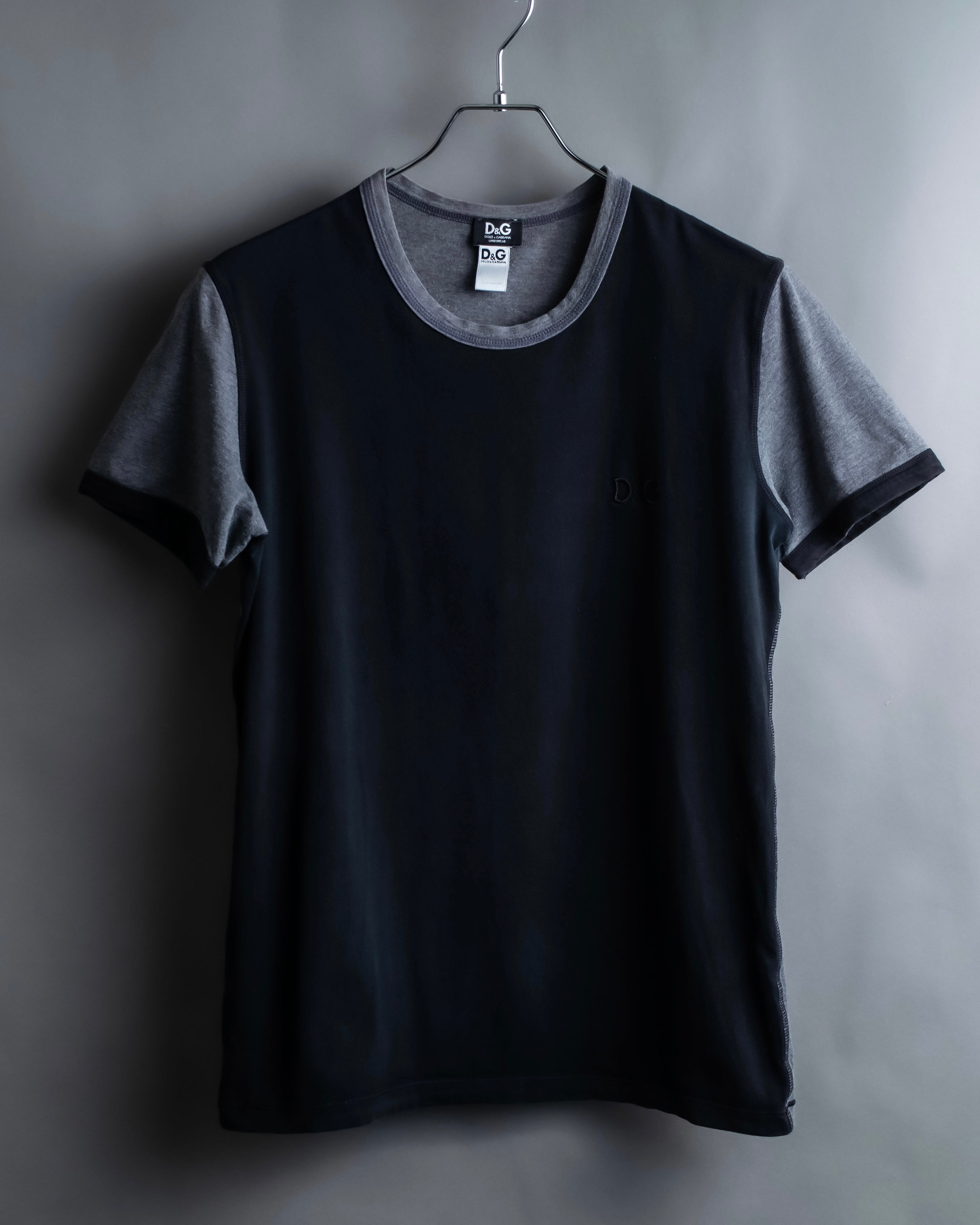 "DOLCE & GABBANA" Black and grey bicolor short sleeve T-shirt