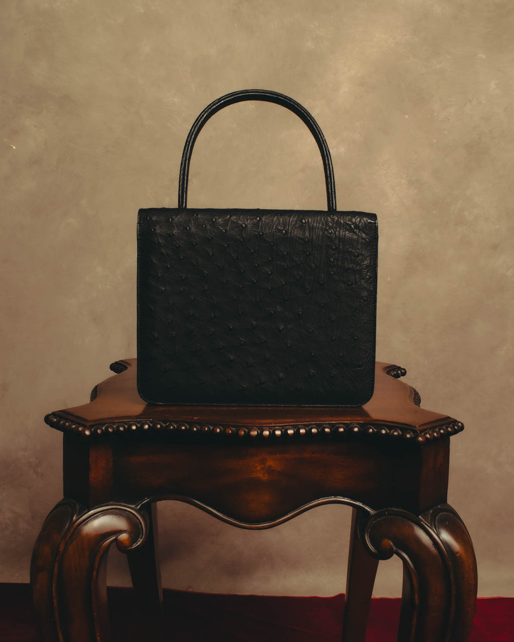 "Christian Dior" 70's-80's Ostrich textured leather handbag
