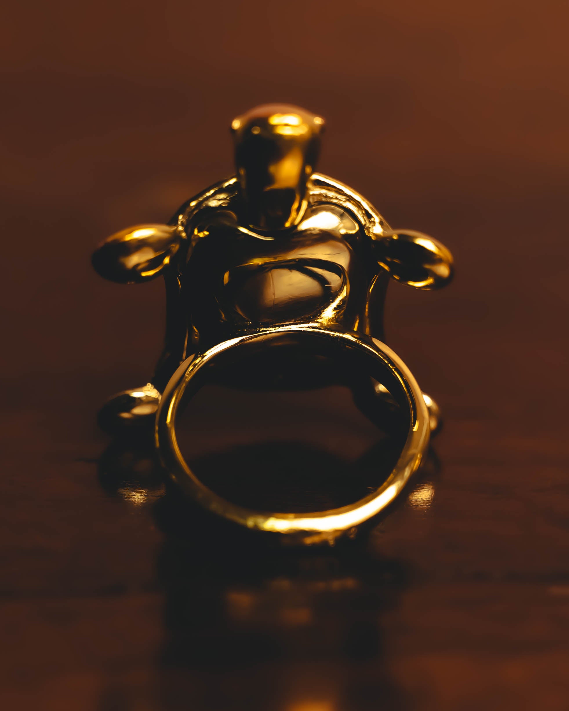 "CELINE" 80's-90's Sculptural turtle motif ring