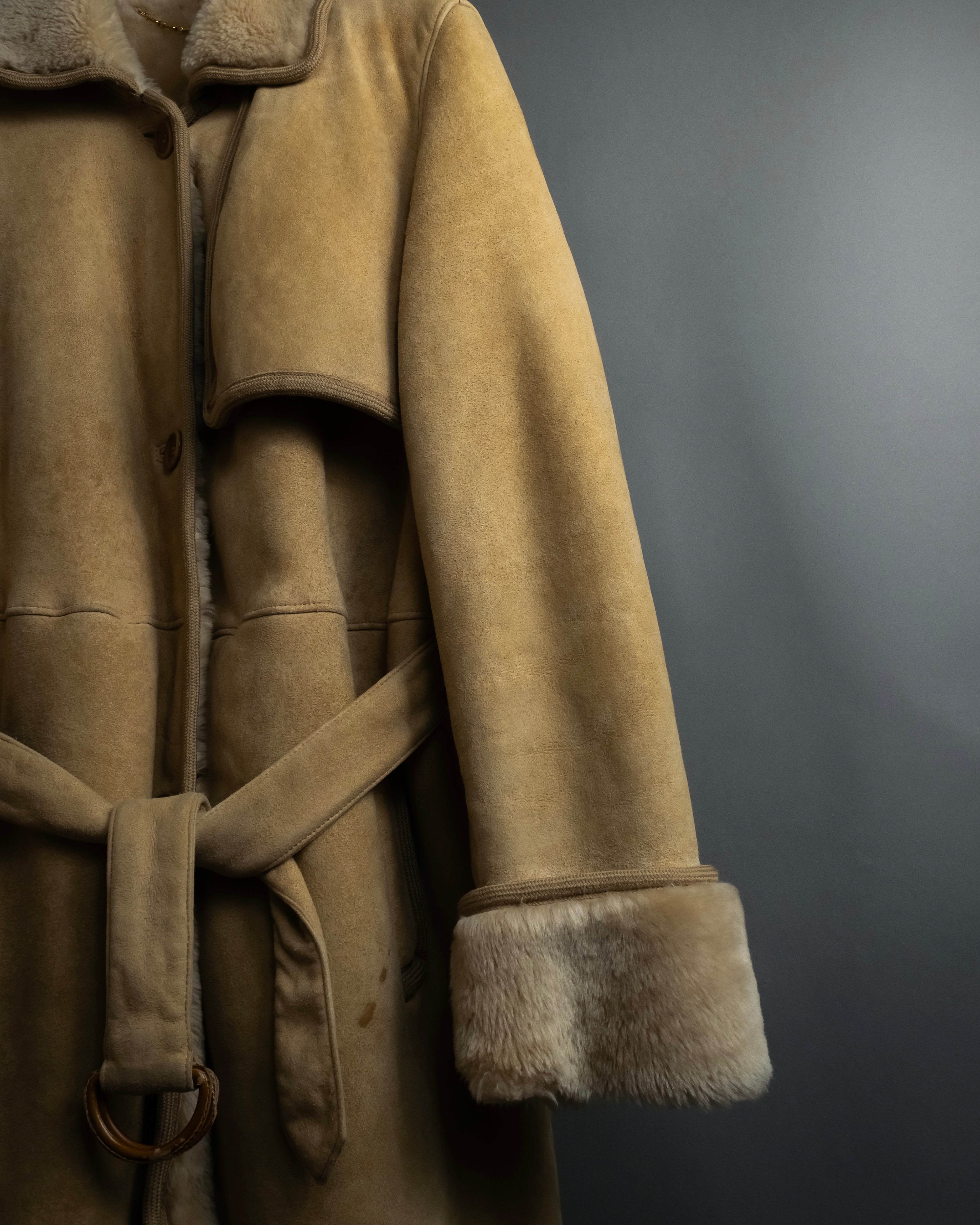 "LOEWE" 90's Panel-switched design mouton shearling coat