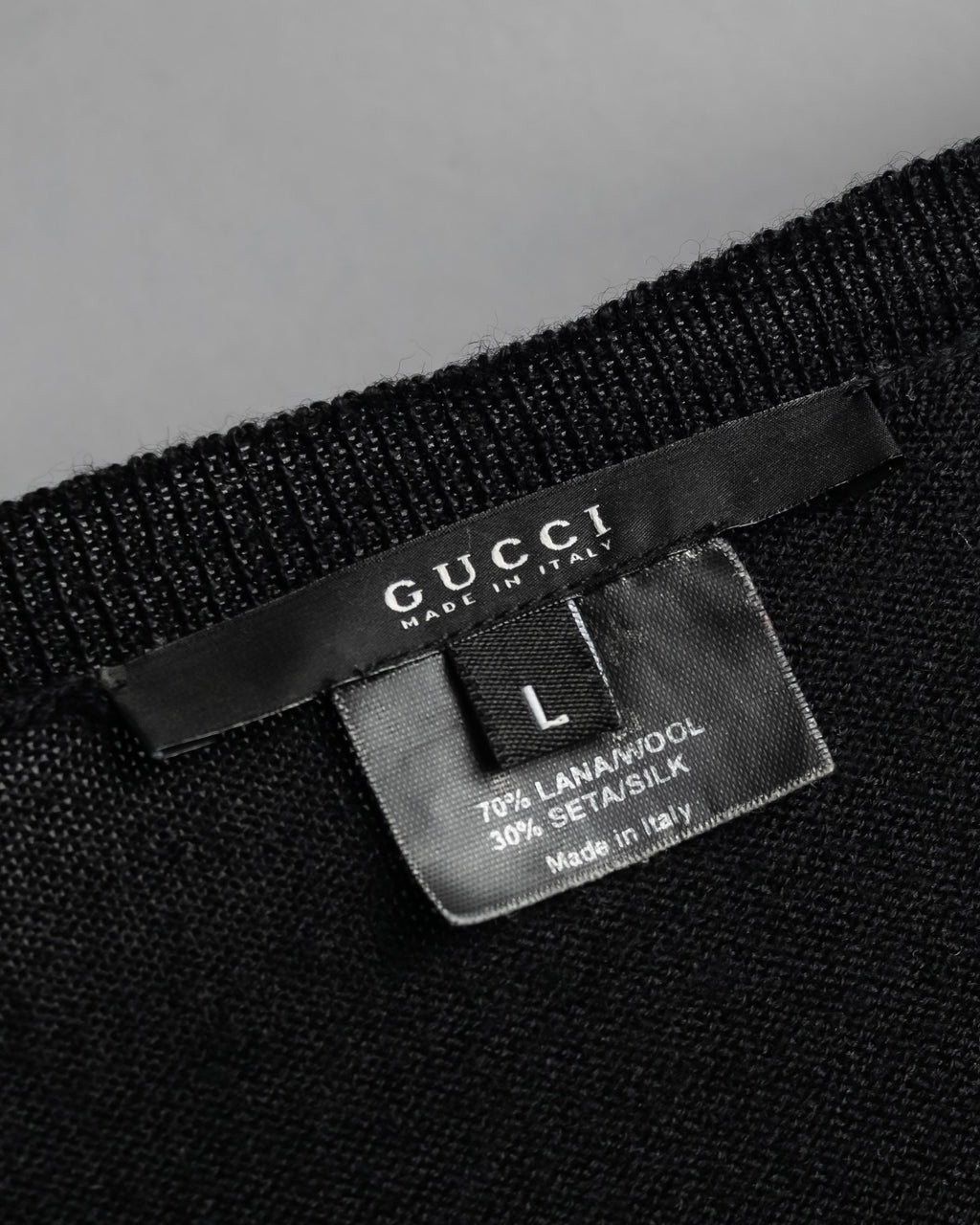 "GUCCI" G logo embroidered silk mix V-neck knit