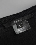 "GUCCI" G logo embroidered silk mix V-neck knit