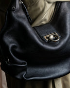 "Salvatore Ferragamo" Gancini motif design large leather shoulder bag