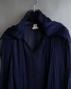 "HERMES" Bowtie detail balloon sleeve sheer pullover