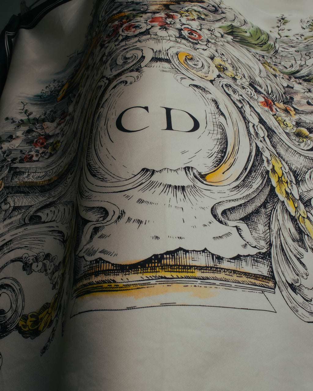 "Christian Dior" Vintage baroque print square scarf
