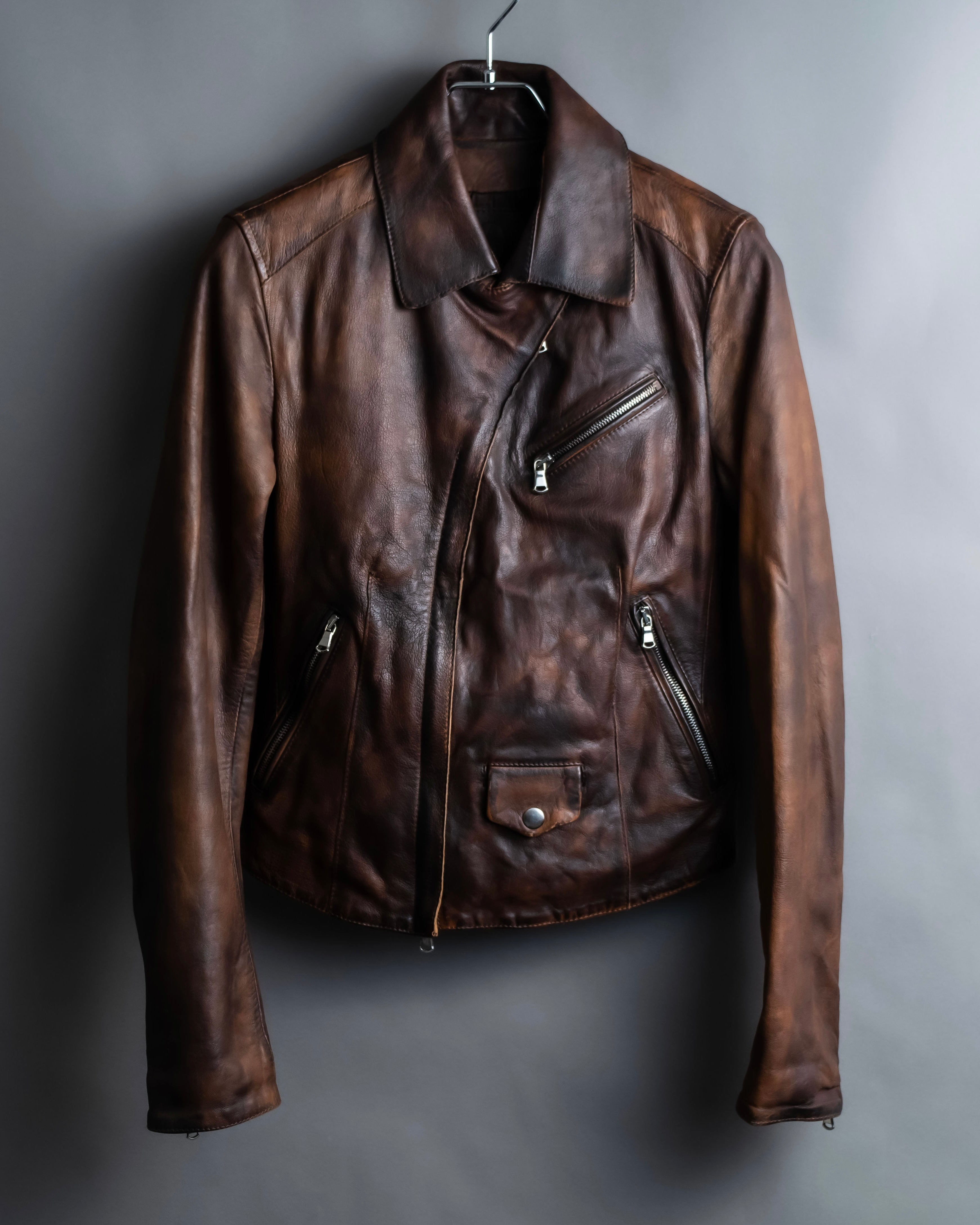 "ASH" 100% genuine leather gradient riders jacket