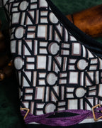 "CELINE" Belt motif pattern purple color silk scarf