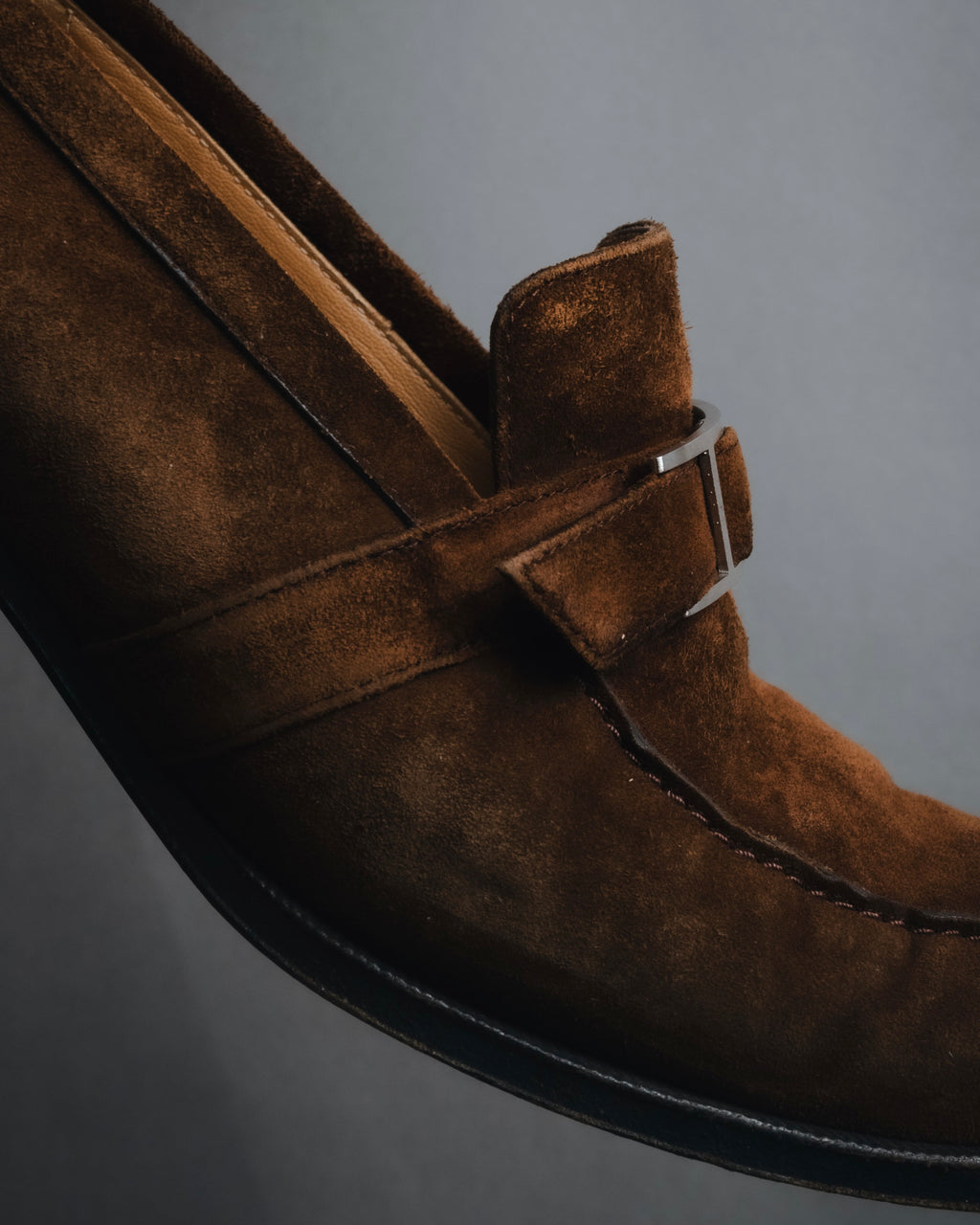 "HERMES" 00’s suede h buckle heeled loafers