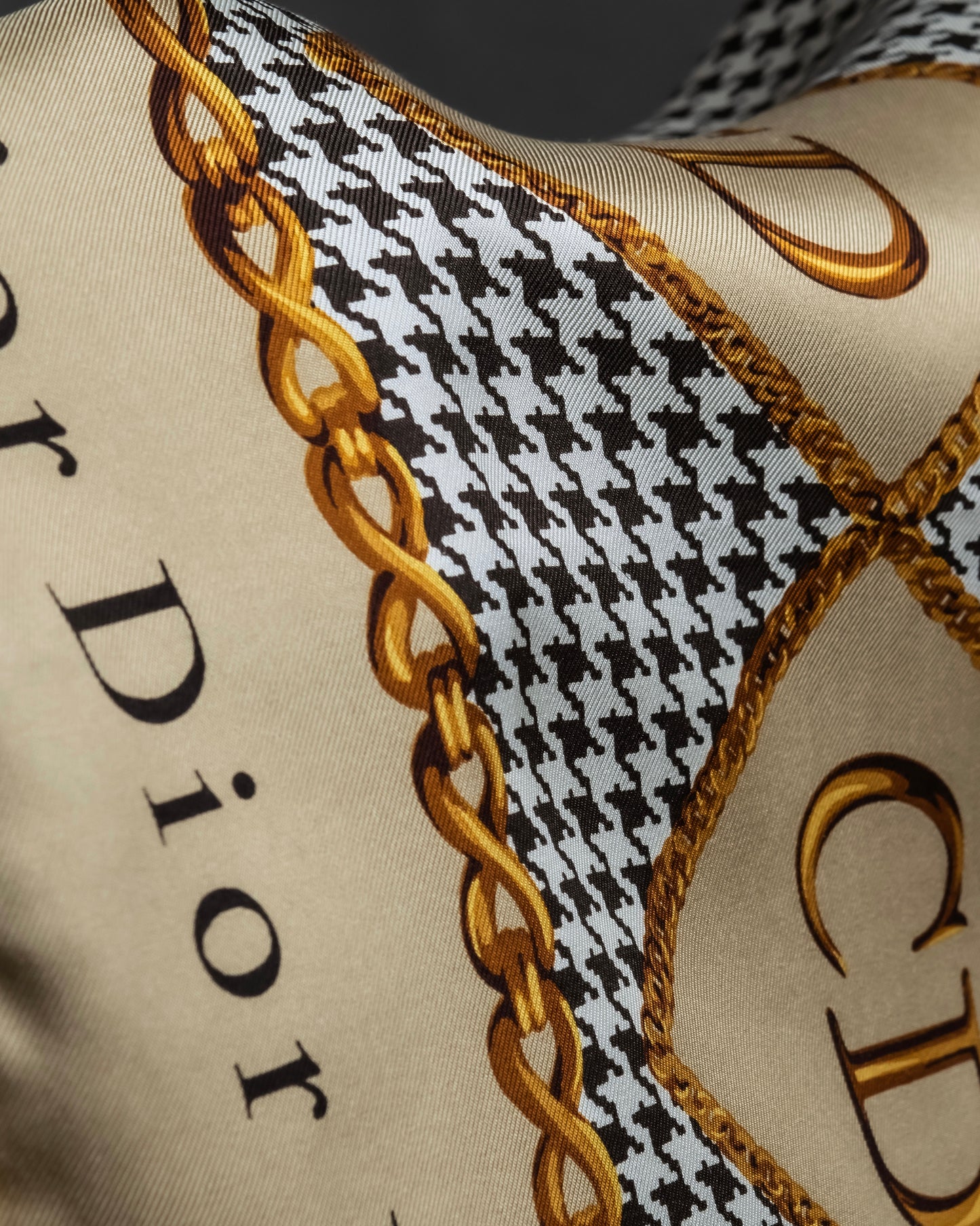 "Christian Dior" Houndstooth base logo and chain print large scarf