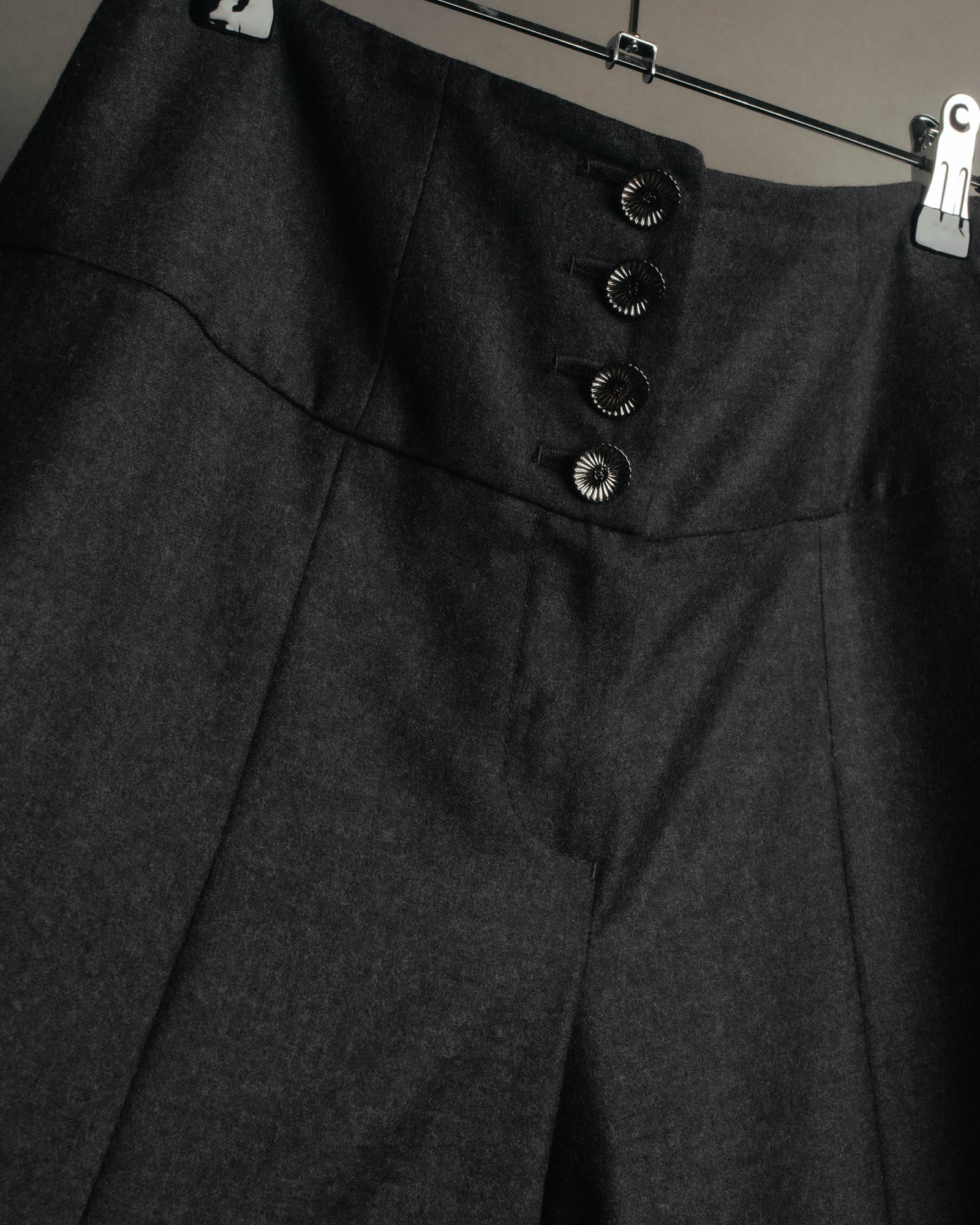 -SPECIAL- "CHANEL" 00's Soft wool cashmere wide leg trousers