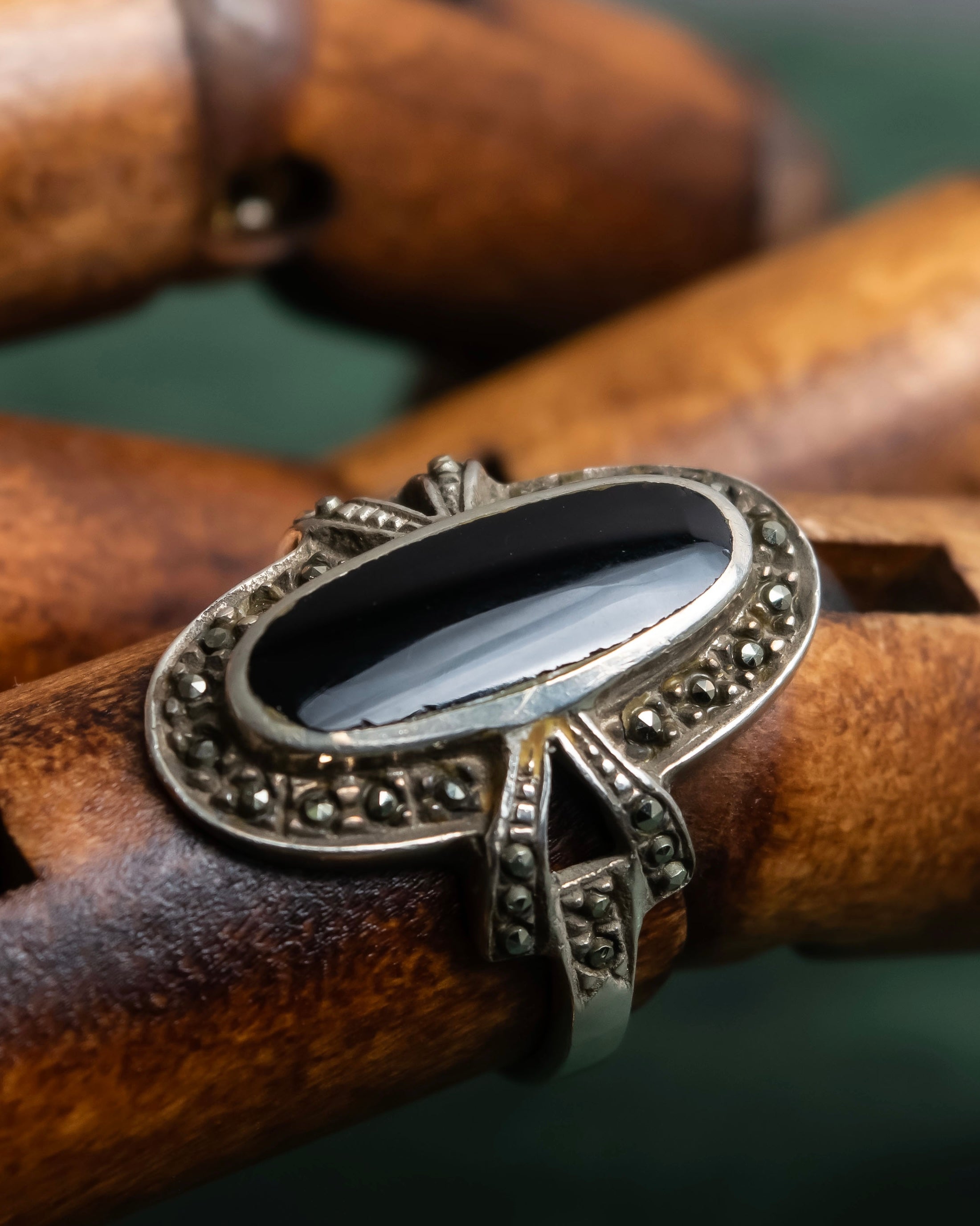 "GEORG JENSEN" Silver925 Onyx motif ring