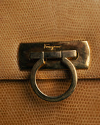 -SPECIAL- “Salvatore Ferragamo” 90’s lizard leather gancini 2way flap bag