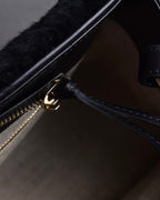 "BALENCIAGA" Padlock design shearling leather bag