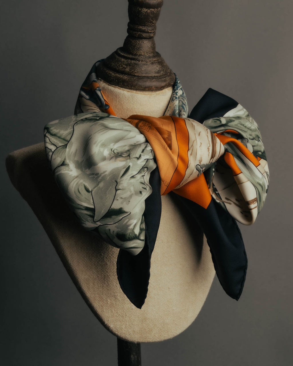 "Hermès" 90's-00's Architectural printed silk scarf