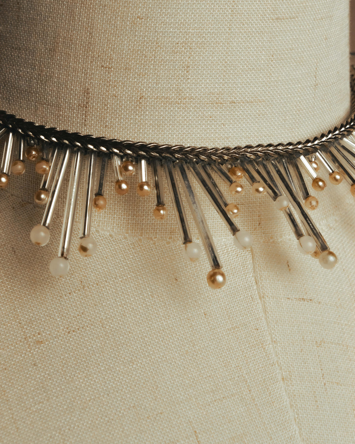-SPECIAL- "CHANEL" 90's-00's Sculptural pearl fringe choker necklace