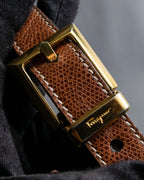 "Salvatore Ferragamo" Gold metal parts brown leather shoulder bag