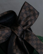 "LOUIS VUITTON" Damier check silk jacquard neck tie