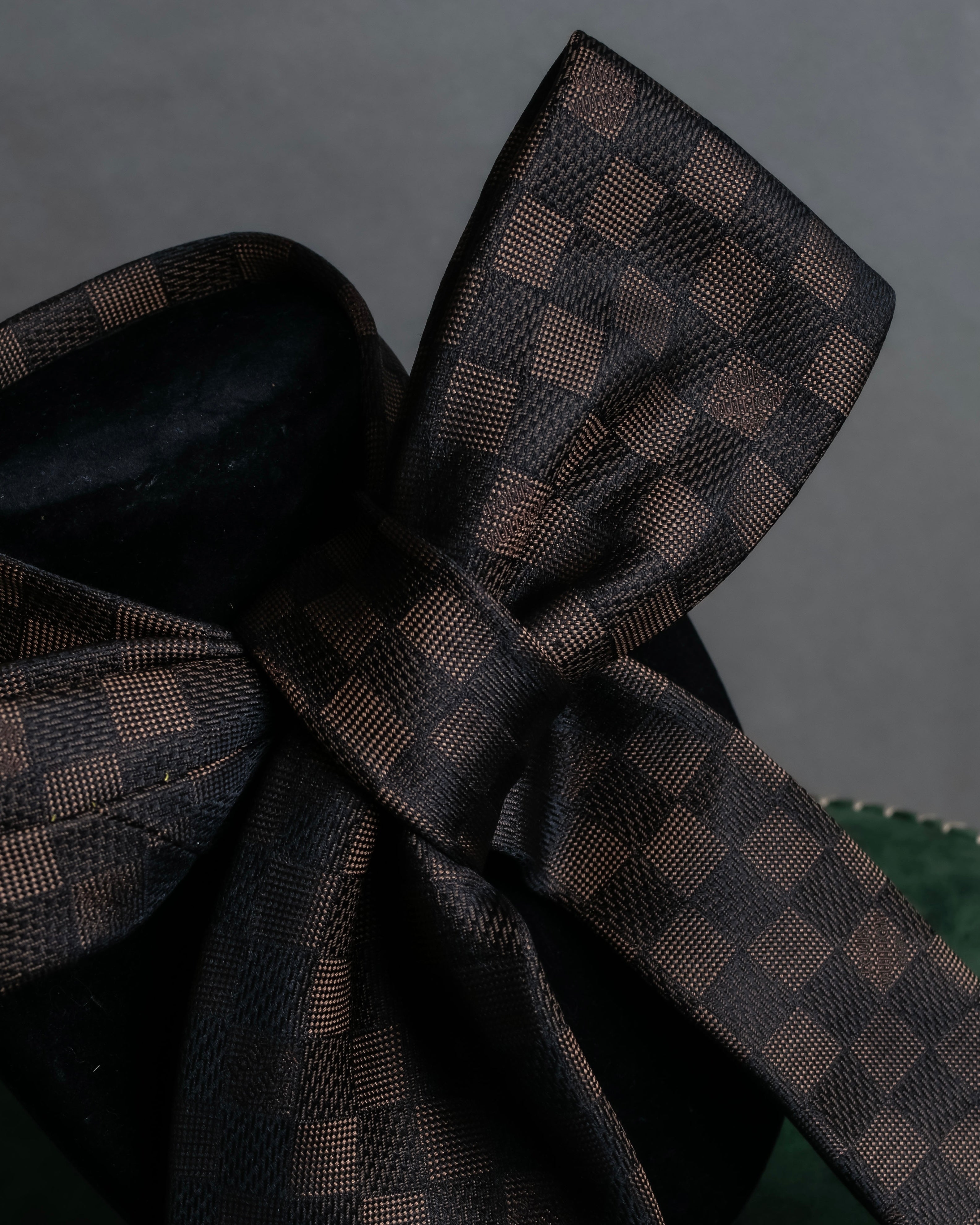 "LOUIS VUITTON" Damier check silk jacquard neck tie