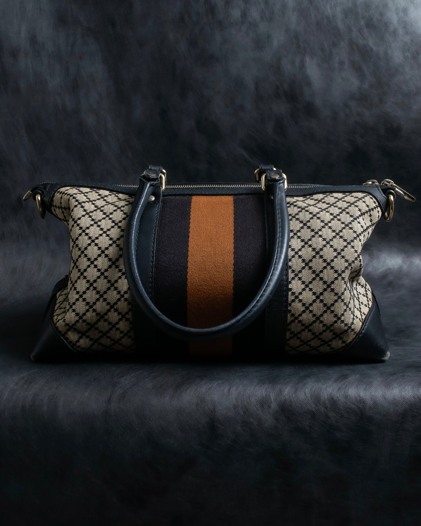 "GUCCI" Diamante pattern one handle canvas bag