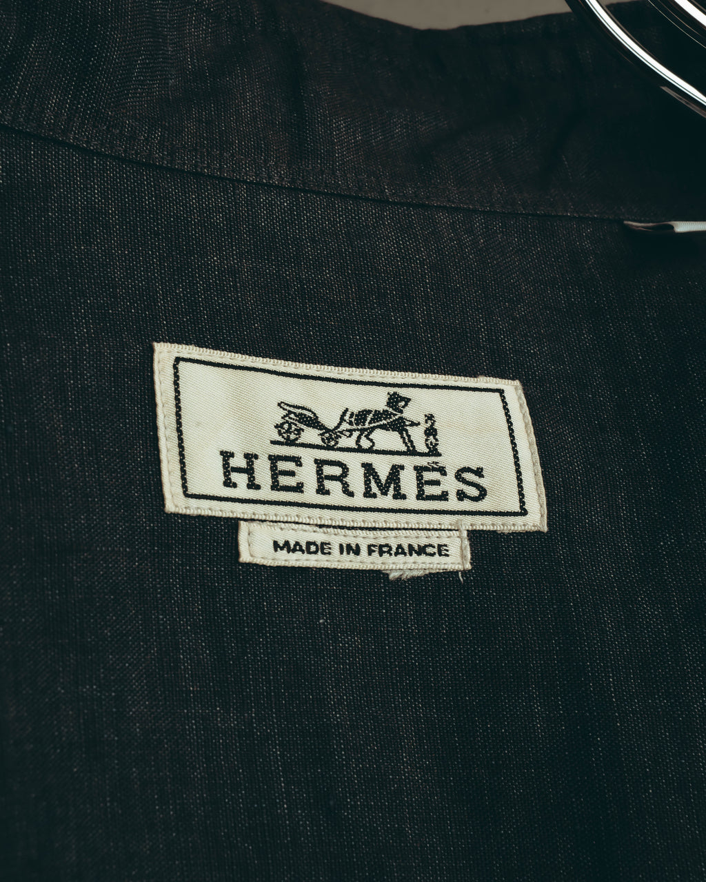 -SPECIAL- “HERMES” 90’s-00’s wide-collar linen shirt