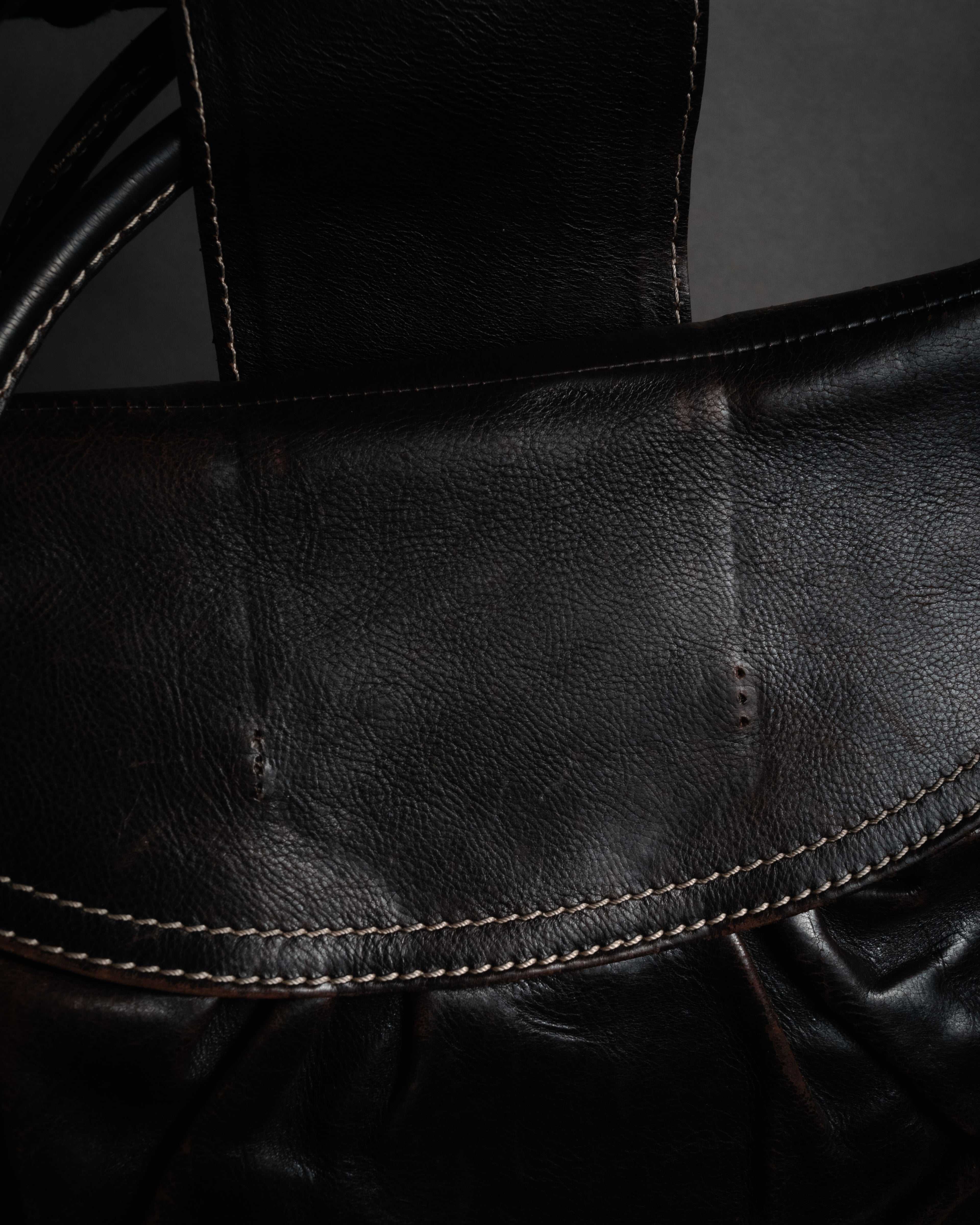 “CELINE” 00’s Buckled contrast stitch shoulder bag