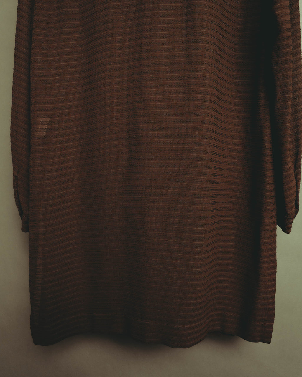 “YVES SAINT LAURENT” 80’s-90’s textured silk blend mandarin collar long shirt