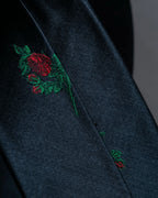 "DOMINIQUE FRANCE" Rose flower pattern silk necktie