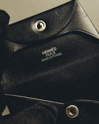 "Hermès" Black grained leather coin case
