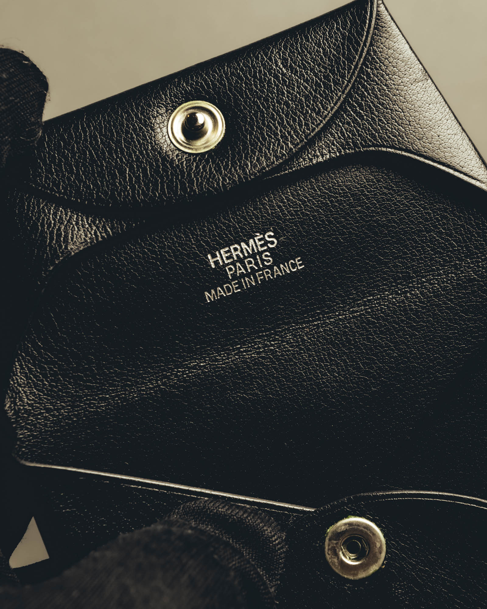 "Hermès" Black grained leather coin case