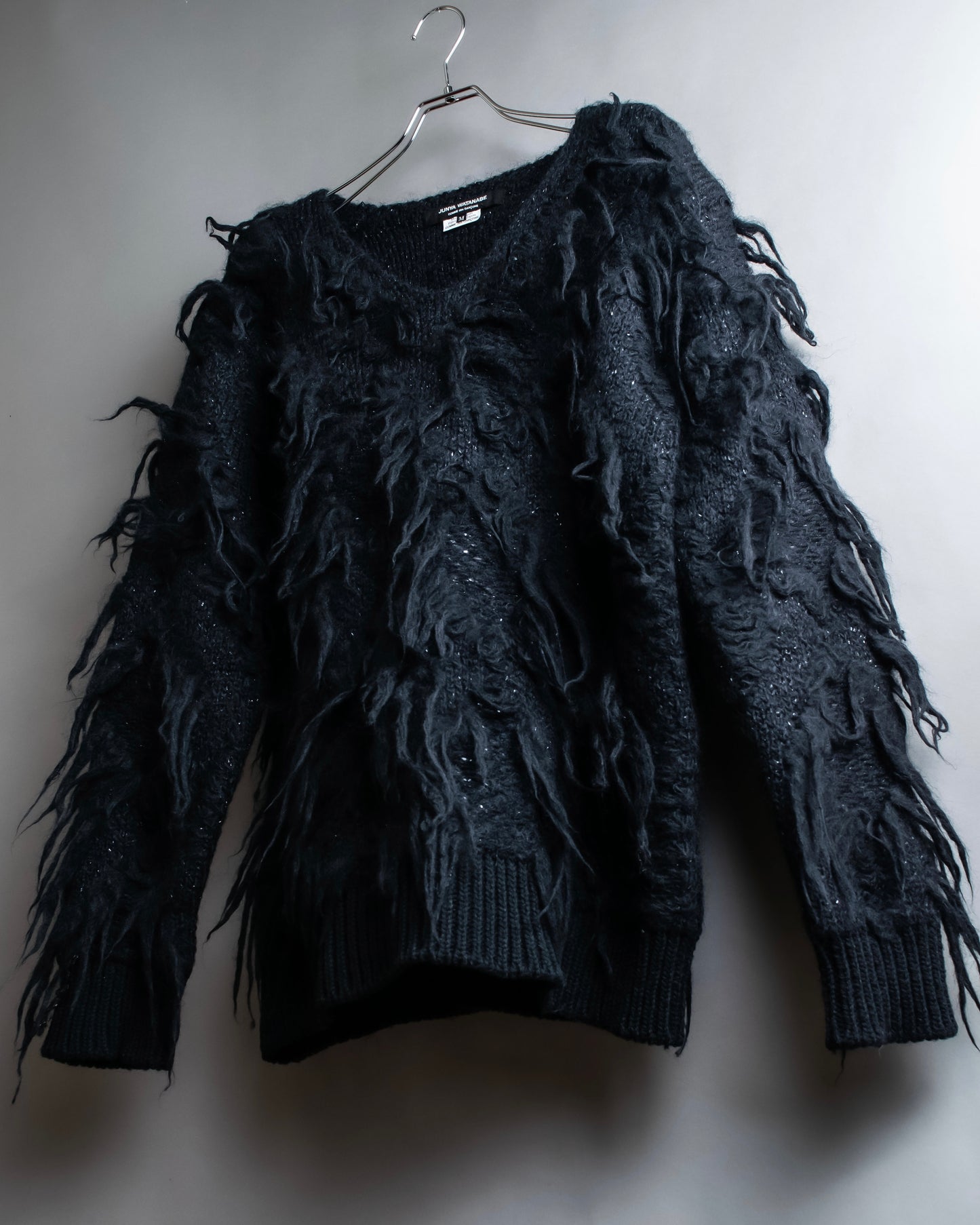 "JUNYA WATANABE COMME des GARCONS" Fringe design brushed V-neck knit pullover