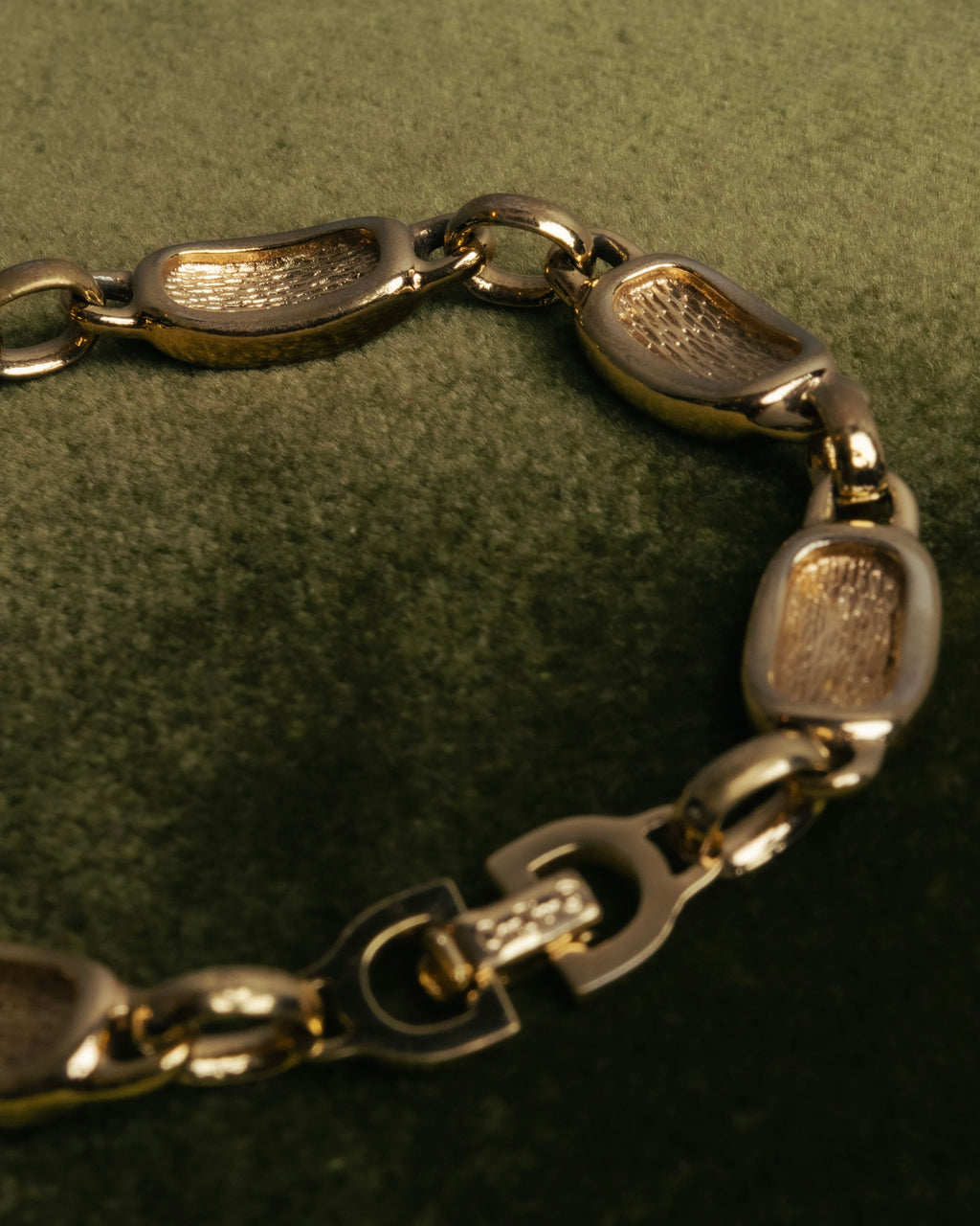 "Christian Dior" 70's-80's Two-tone gold and charcoal link bracelet