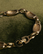 "Christian Dior" 70's-80's Two-tone gold and charcoal link bracelet