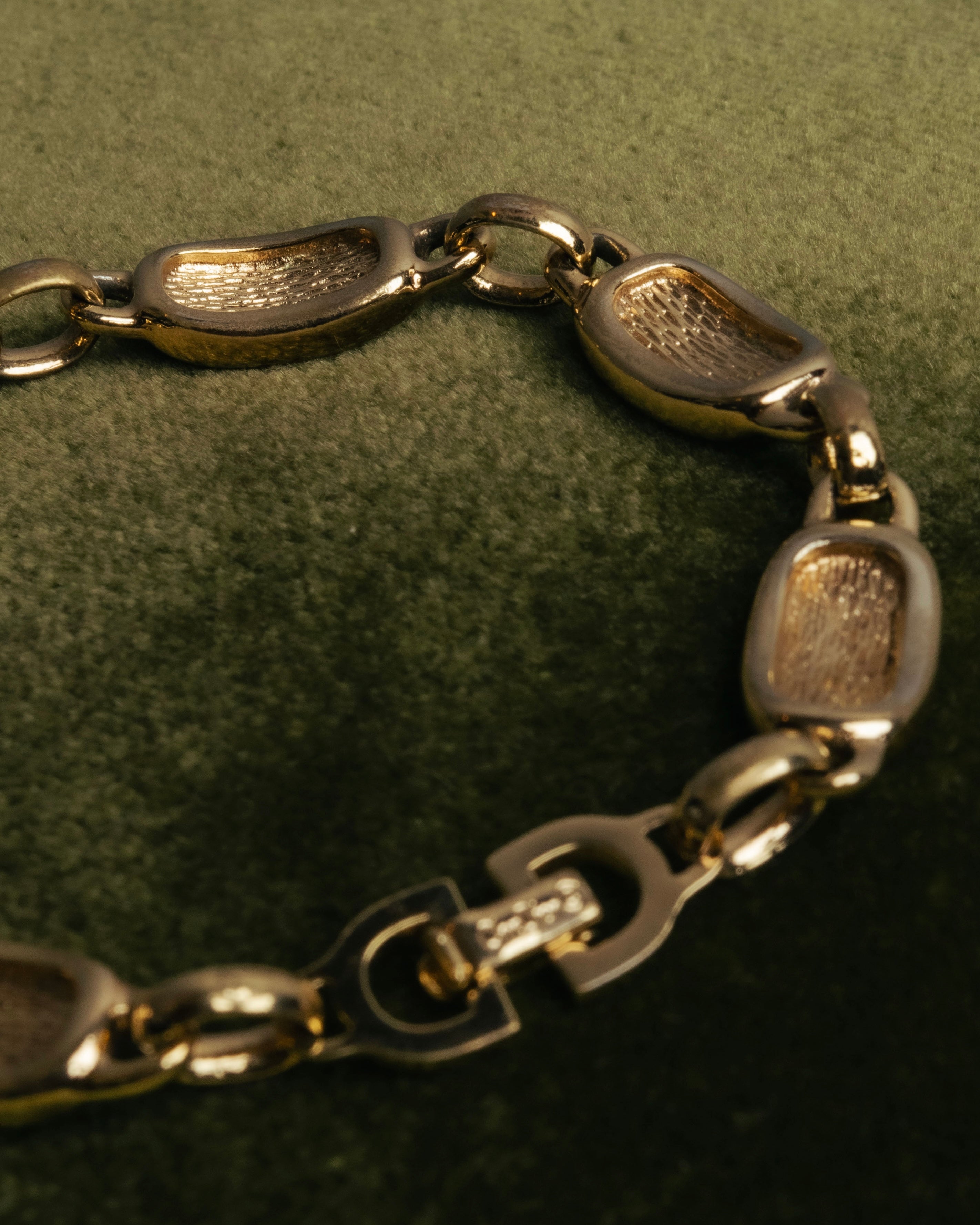 "Christian Dior" 70's-80's Two-tone gold and charcoal link bracelet