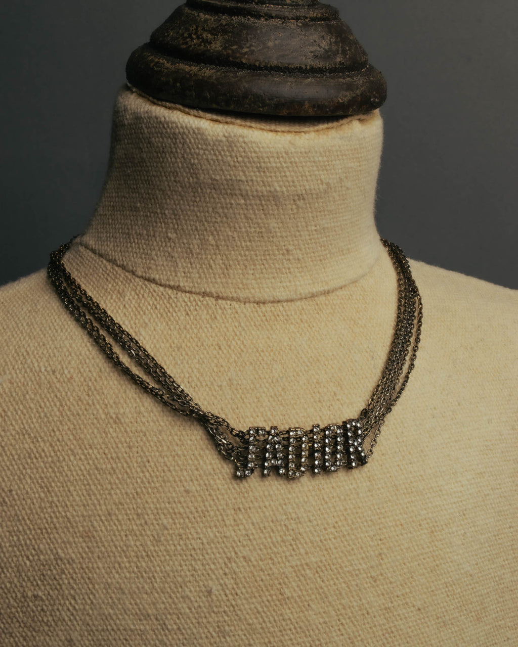 "Christian Dior" Rhinestone logo choker necklace