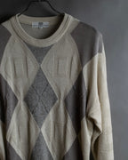 "BALENCIAGA" Diamond pattern argyle twill crew neck knit