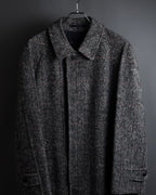 "BURBERRYS" British tweed fly front stand collar coat